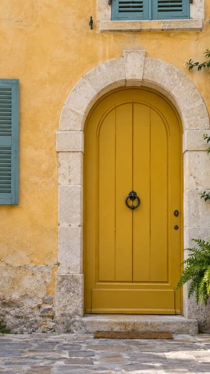 The original doorway photograph cropped around the door, removing the edge distraction